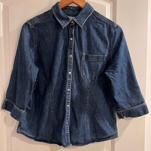 Marsh Landing Indigo Cotton Snap Button Shirt